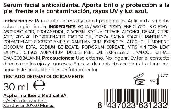 ingredientes serum vitamina C profesional acpharma medical
