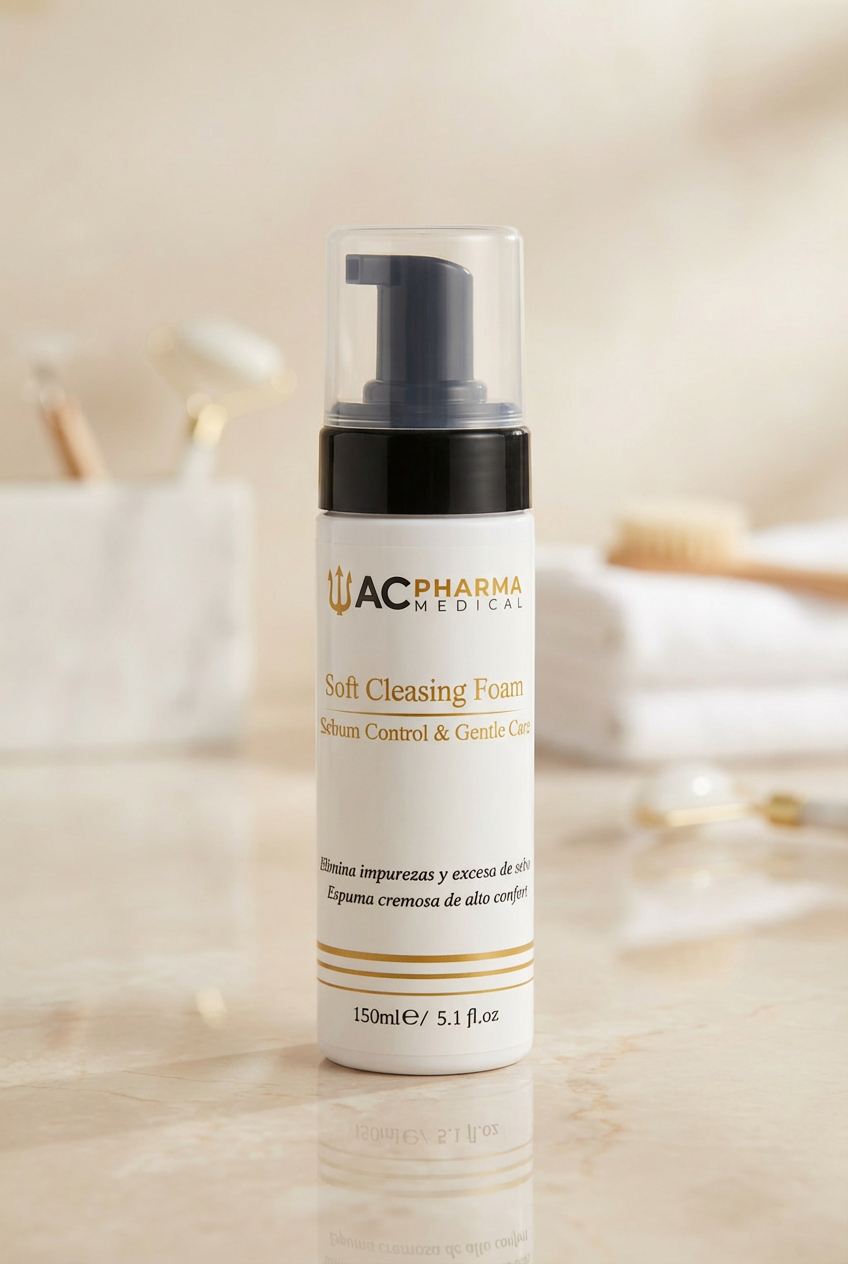 Soft Cleansing Foam de ACpharma Medical, espuma limpiadora para piel mixta, grasa o con brillos