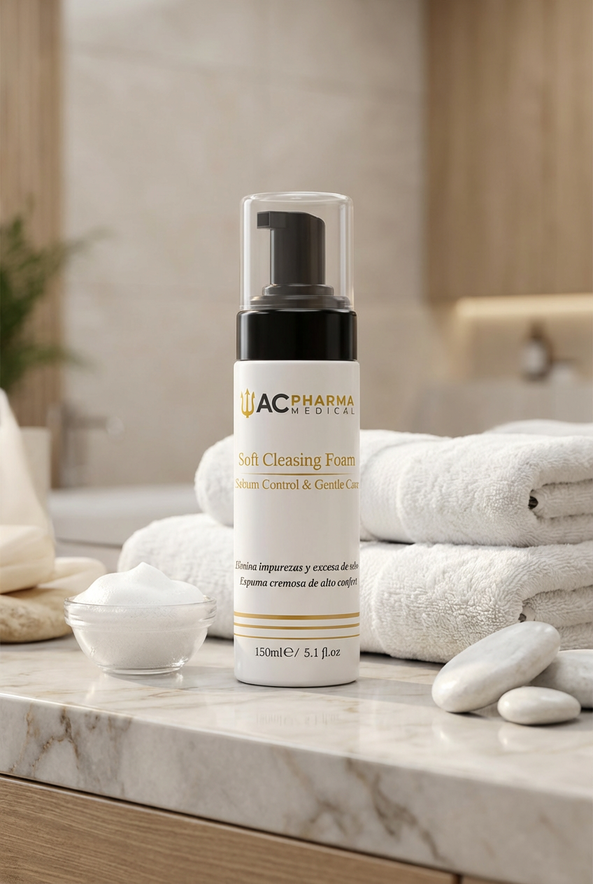 Soft Cleansing Foam, limpiador facial suave para retirar impurezas, exceso de sebo y restos de maquillaje
