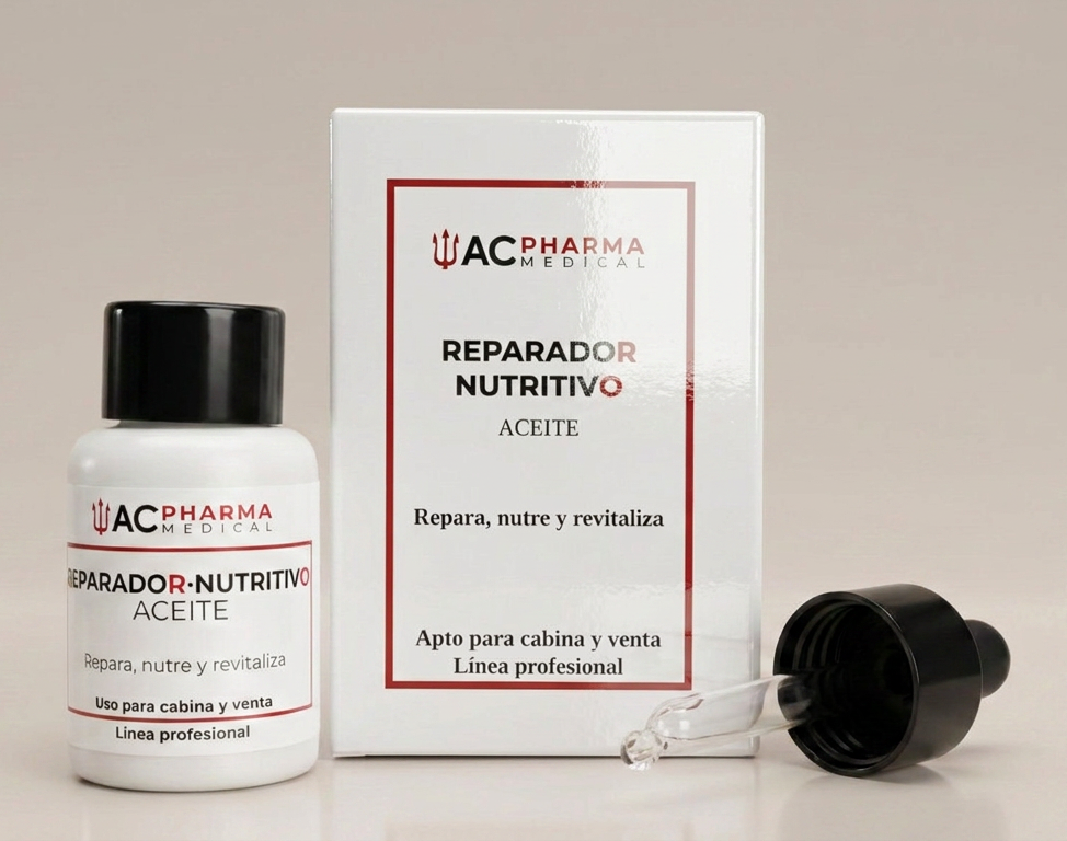 aceite facial nutritivo reparador piel seca y sensible linea profesional acpharma medical