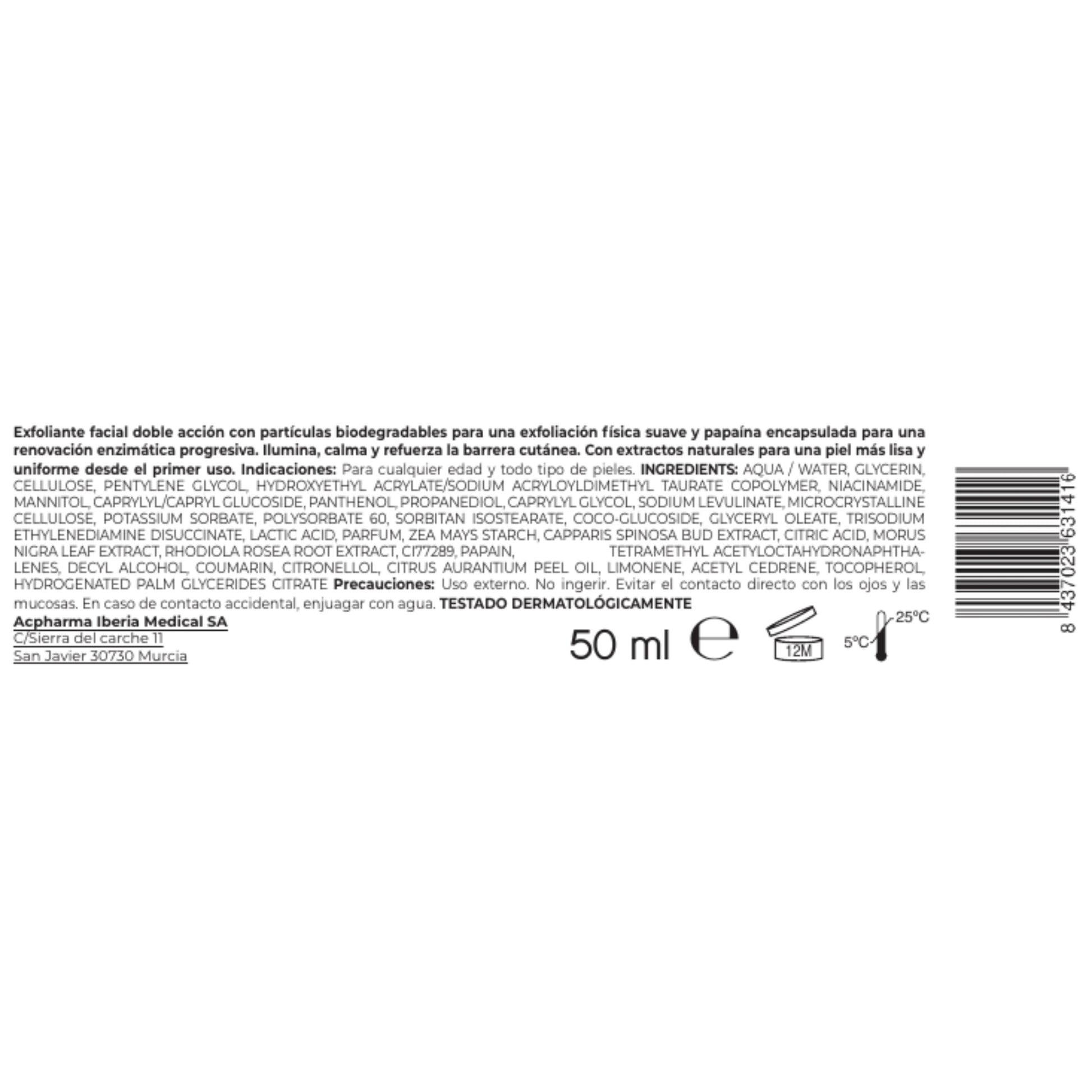 Aplicación gel exfoliante enzimático piel facial ACpharma Medical
