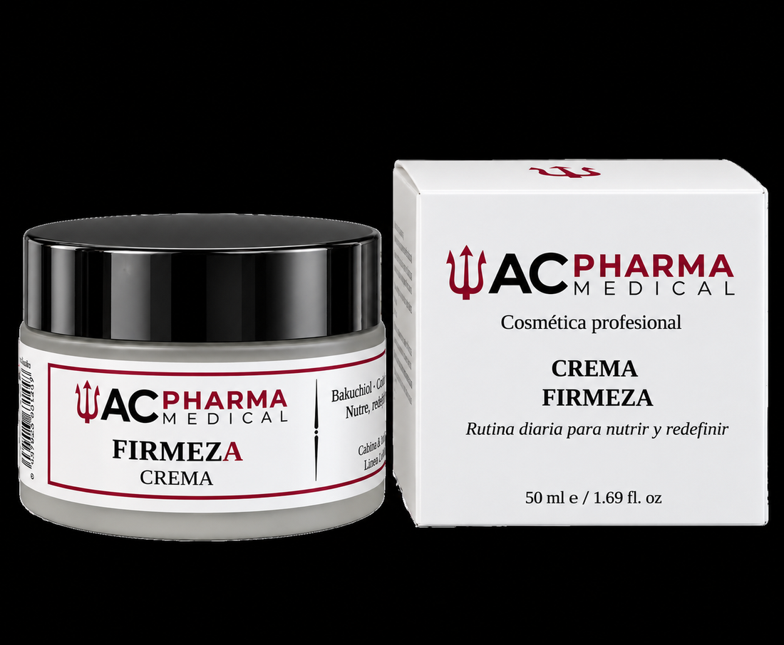 envase de crema firmeza con su caja. cosmetica profesional acpharma