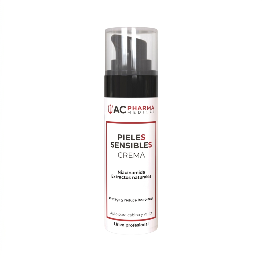 Crema Pieles Sensibles de ACpharma Medical en entorno profesional para calmar rojeces y reforzar la barrera cutánea