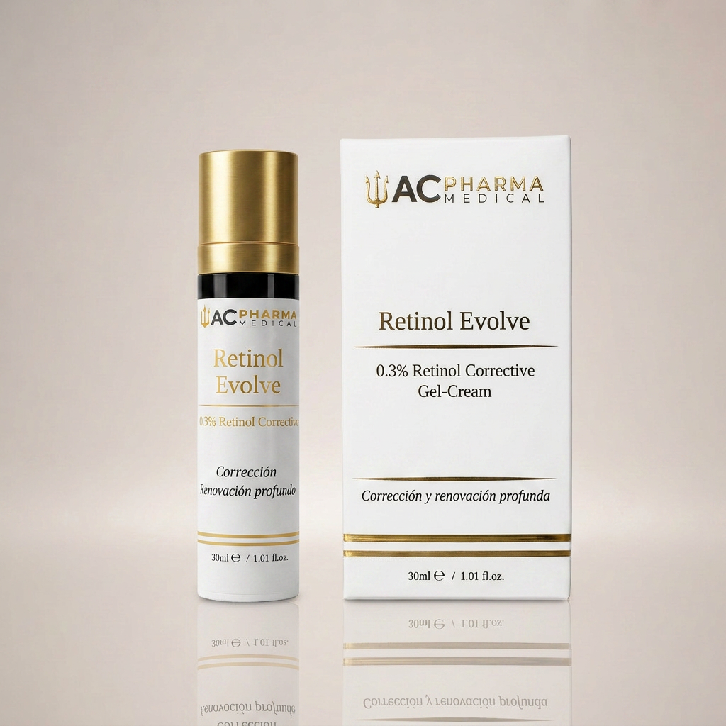 Crema Retinol Evolve de ACpharma Medical con retinol 0.3% para una piel más lisa, uniforme y renovada