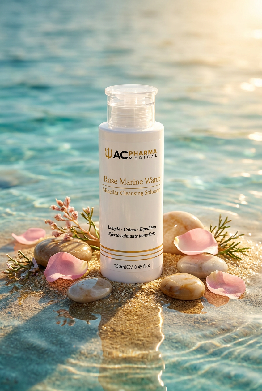 Agua micelar Rose Marine Water con agua de rosa y activos marinos para una limpieza delicada del rostro