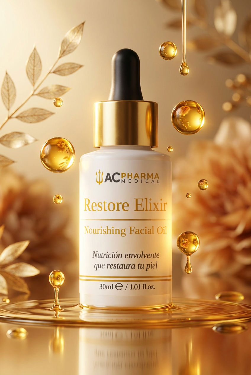 Restore Elixir, elixir facial reparador con textura dry oil para piel seca, apagada o con falta de confort