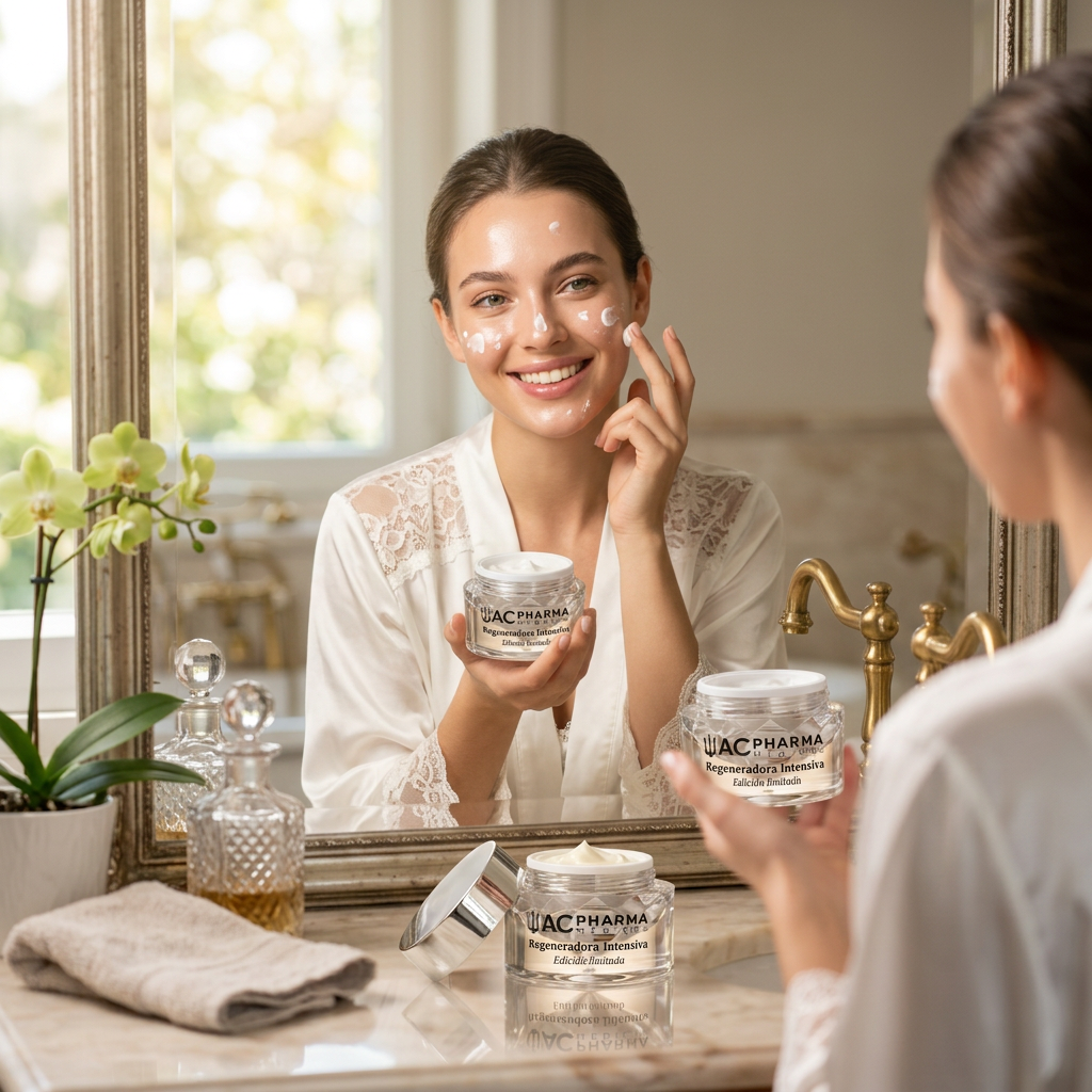 Crema facial premium con acido hialuronico fermentos y activos marinos