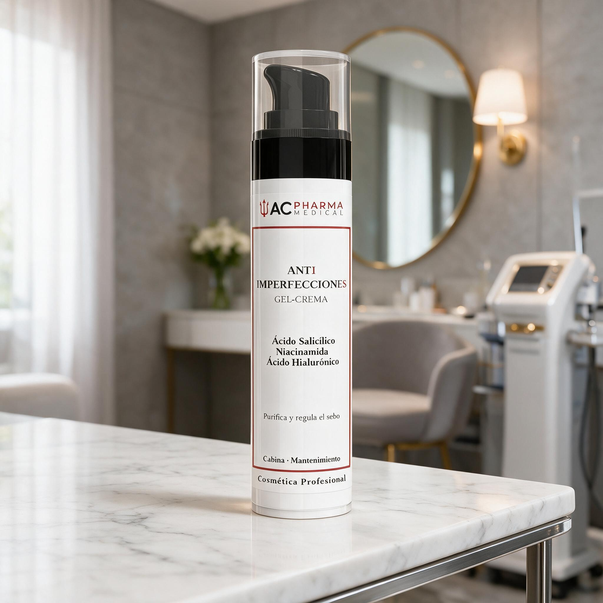 Cosmética profesional para piel grasa en un centro de estética