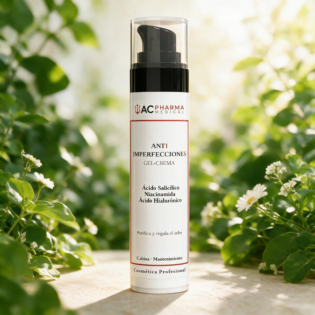 Gel-crema para piel con imperfecciones junto a su caja de 50 ml