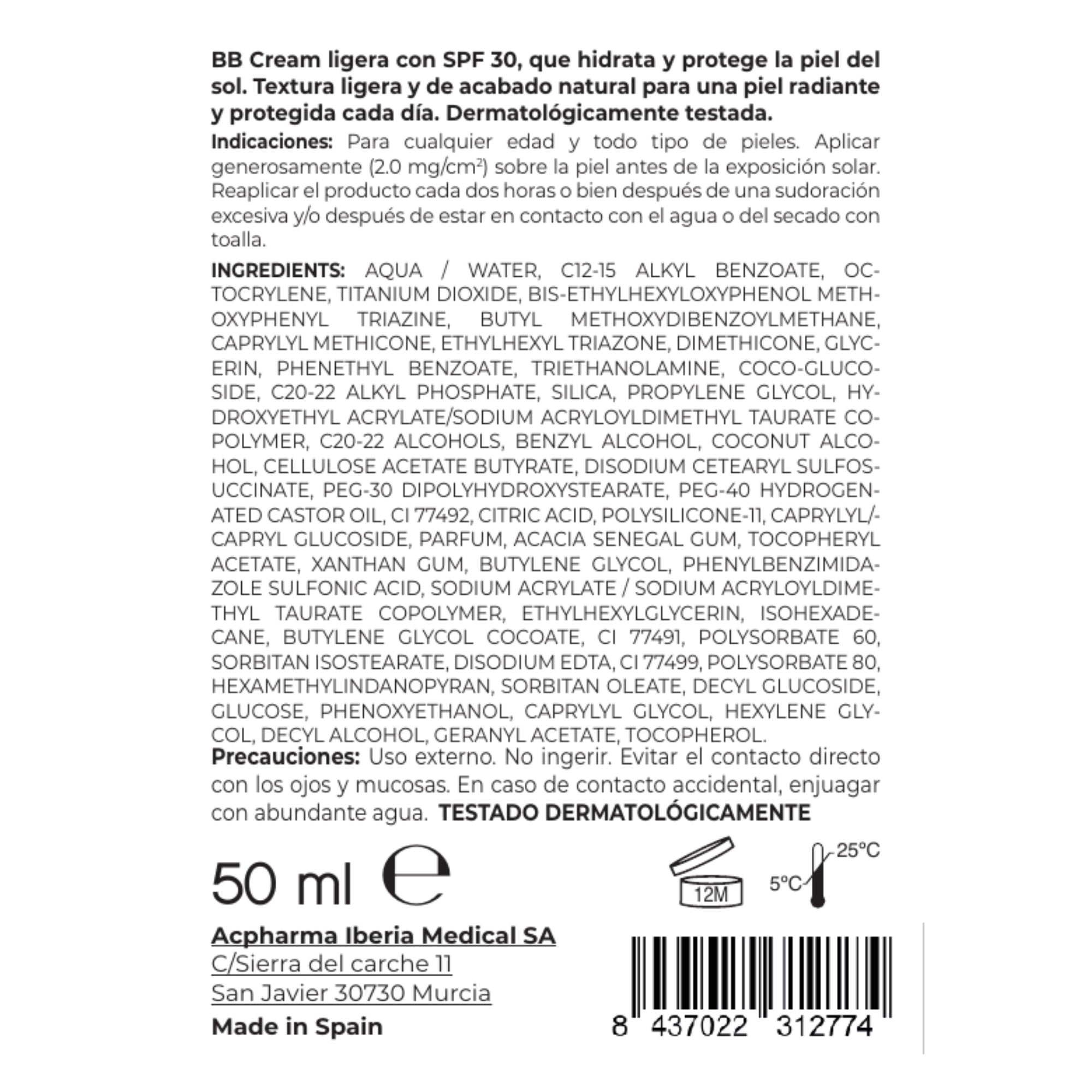 ingredientes bbcream profesional acpharma medical