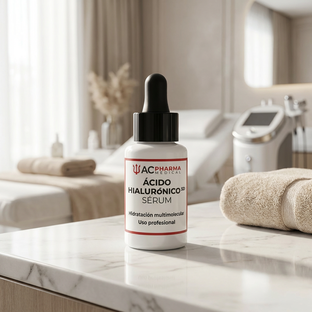 Sérum facial con ácido hialurónico 5D de ACpharma Medical para piel deshidratada en centro estético