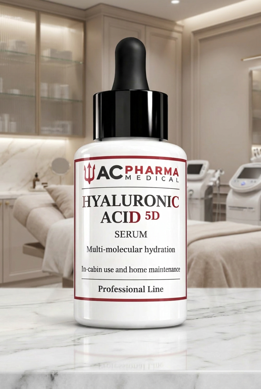 Sérum Ácido Hialurónico 5D de ACpharma Medical en entorno profesional para hidratación facial multicapa