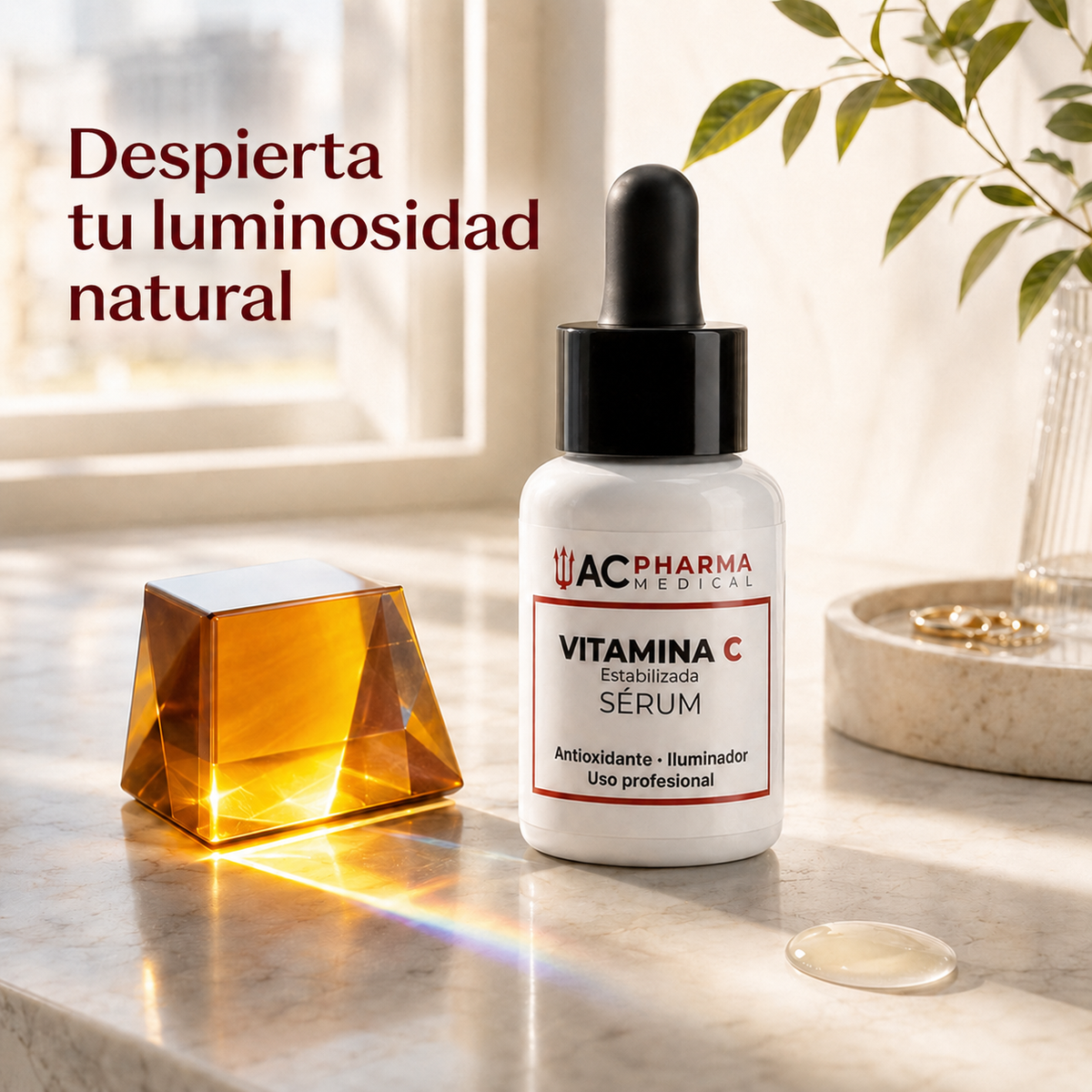 Sérum profesional de vitamina C para mejorar la luminosidad natural de la piel