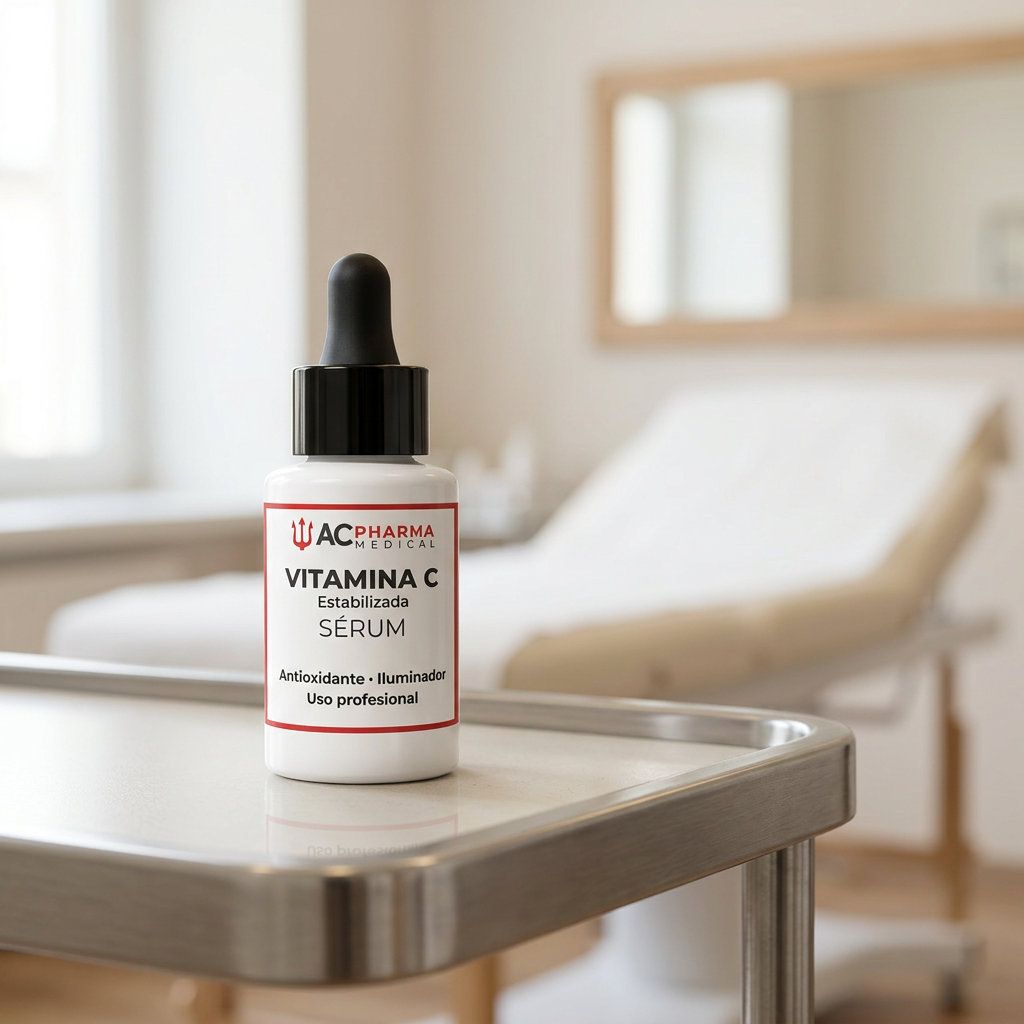  Sérum Vitamina C Estabilizada de ACpharma Medical en entorno profesional para luminosidad facial y acción antioxidante