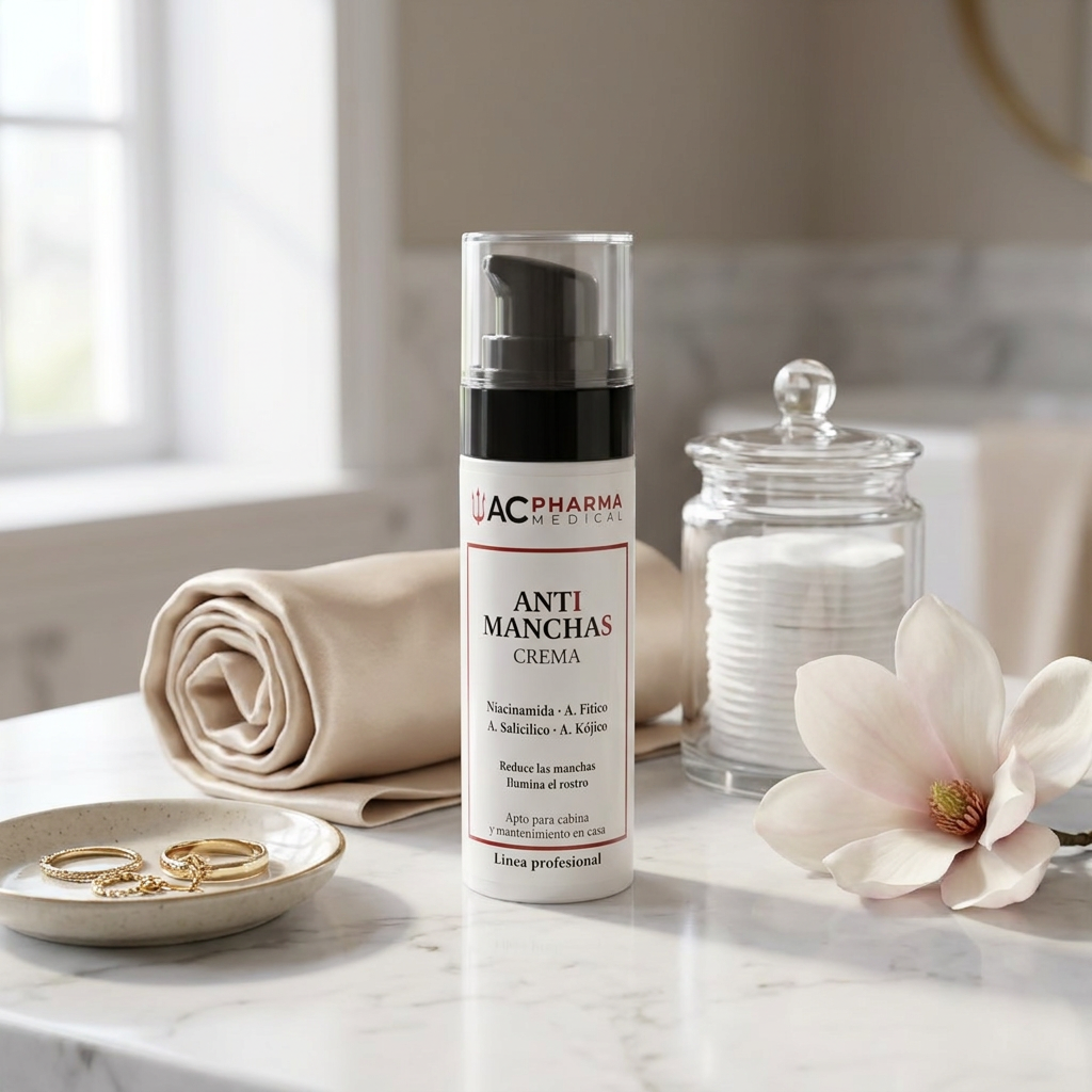 Gel crema facial antimanchas con activos despigmentantes para uso profesional y domicilio