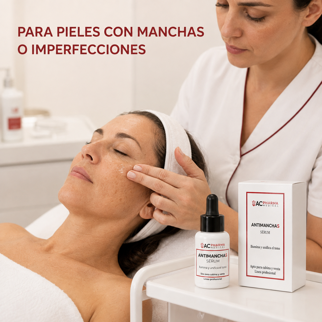 Sérum para tono irregular utilizado durante un cuidado facial profesional