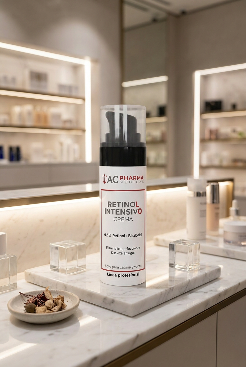 Gel-crema con retinol microencapsulado ACpharma Medical para arrugas, manchas y poros visibles en centro estético