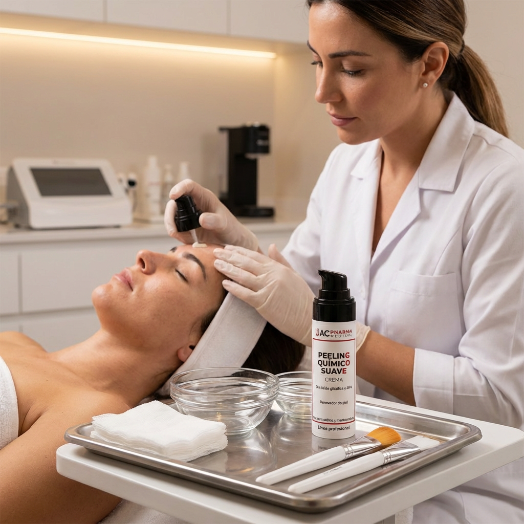 Peeling Químico Suave con Ácido Glicólico 5% de ACpharma Medical en entorno profesional para renovación facial