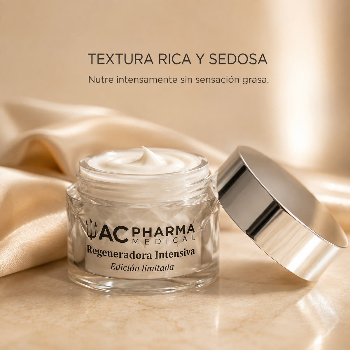 Textura rica y sedosa de la crema Regeneradora Intensiva de ACpharma Medical