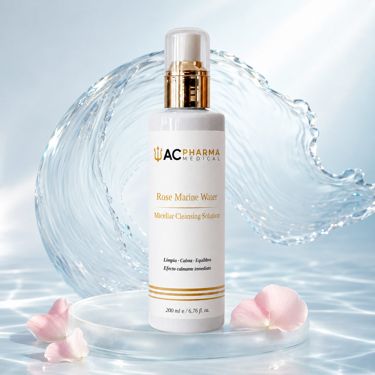 Agua micelar con agua de mar, rosa damascena y betaína para una piel fresca y equilibrada